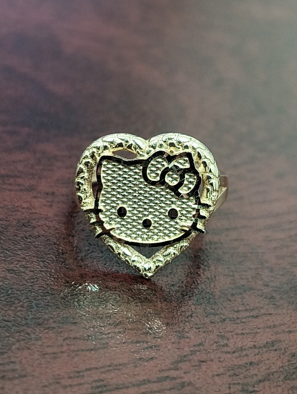 14ky Solid Gold  Kitty Heart Ring Sz.6.5